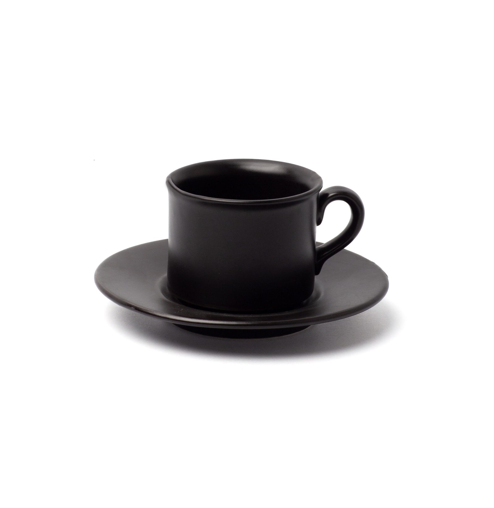 Taza de té con plato 5108 de cerámica, color negro mate