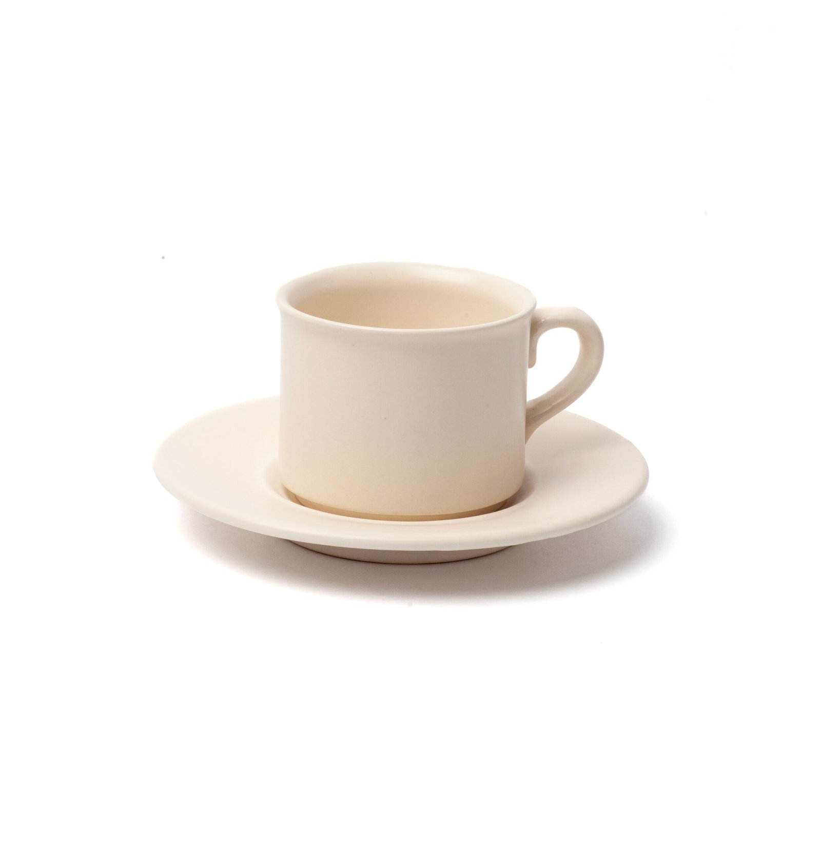 Taza de t&eacute; con plato 5108 de cer&aacute;mica, color hueso mate