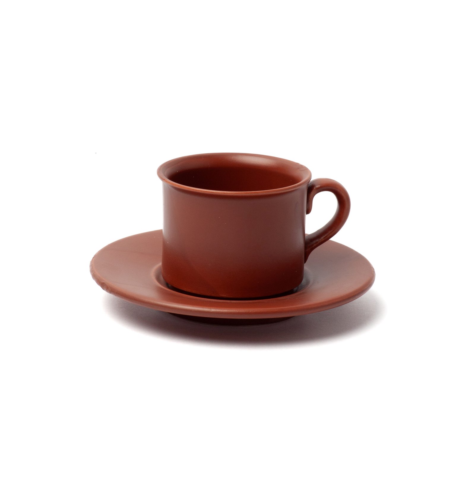 Taza de té con plato 5108 de cerámica, color chocolate